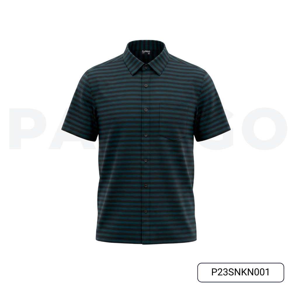 Áo Sơ Mi Nam Trung Niên Tay Ngắn Lai Ngang PAPAGO Cao Cấp Cotton Kẻ Ngang Form Rộng Thoải Mái P23SNKN001