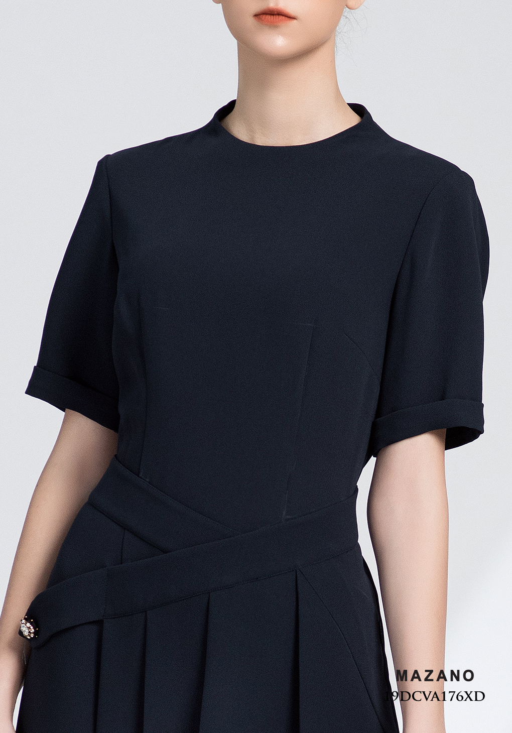 Đầm xanh thân ôm vạt xếp ly_thumbnail_4