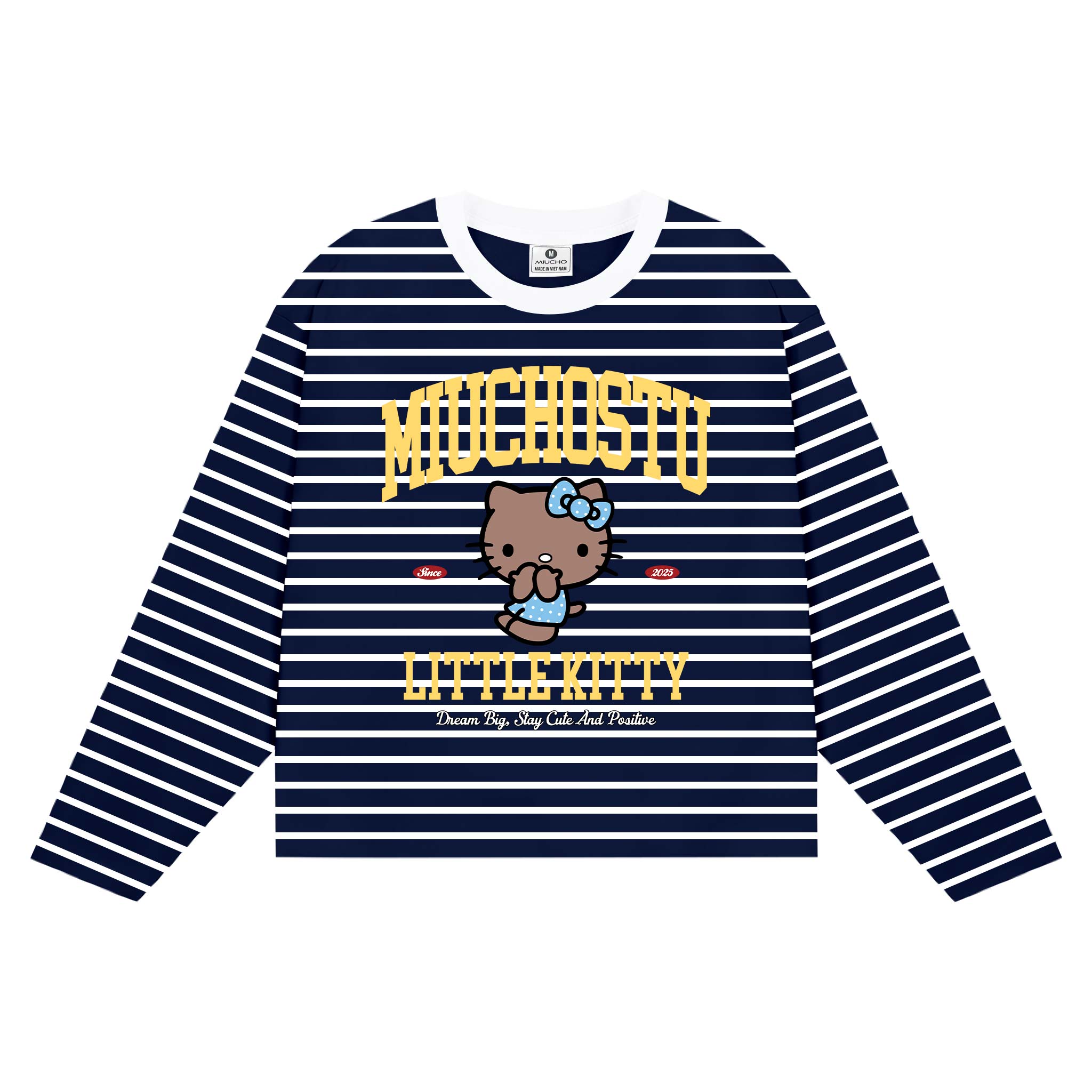 Áo thun boxy nữ tay dài Miucho vải bo rip thoáng mát cổ tròn Kitty đáng yêu in mix 2697_thumbnail_13