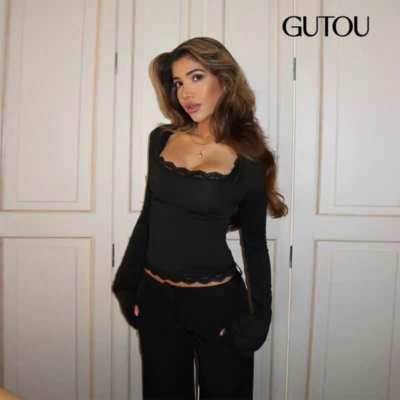 [ GUTOU ] Áo Thun Ôm Tay Loe Coquette Lace_thumbnail_4