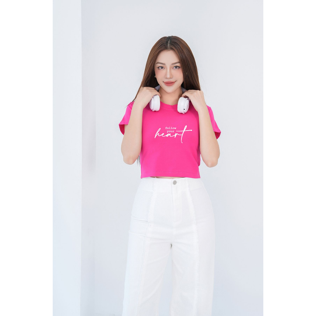 [Form Ôm] Áo croptop ôm in chữ Heart - Áo laptop kiểu chất Cotton LOZA CR6269_thumbnail_5
