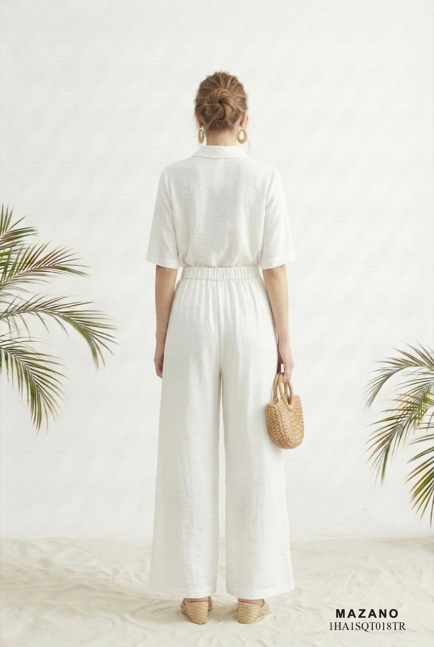 Quần vải pha linen trắng dáng suông rộng thiết kế MAZANO_thumbnail_5