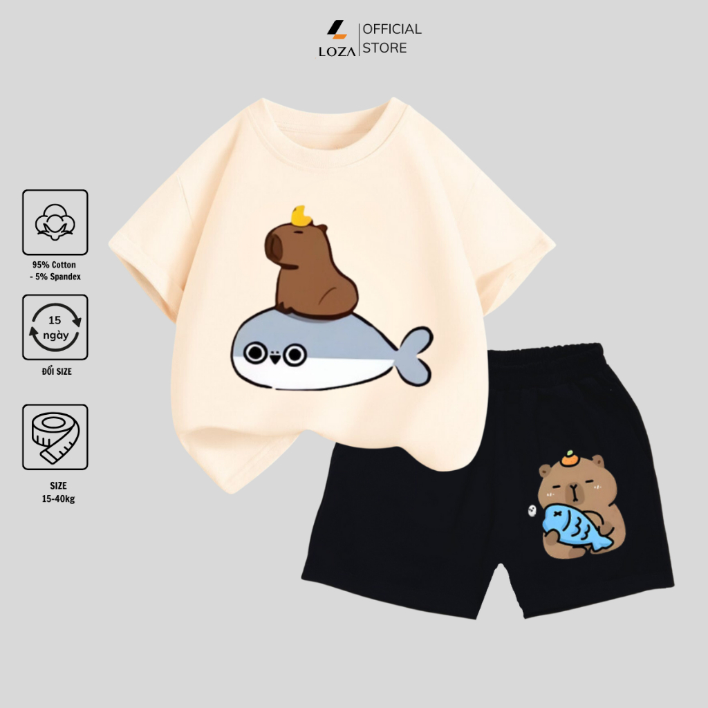 Bộ đồ bé trai in hình Capybara cưỡi cá heo - Loza Kids SB107_thumbnail_1