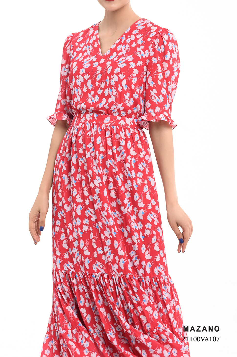 Đầm hồng họa tiết can eo bèo tầng_thumbnail_3