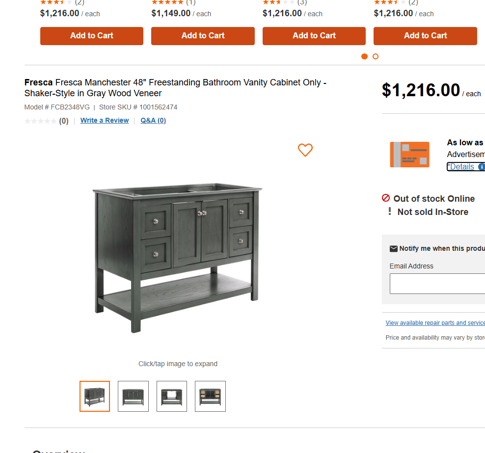 KHUNG TỦ LAVABO FRESCA FRESCA MANCHESTER 48