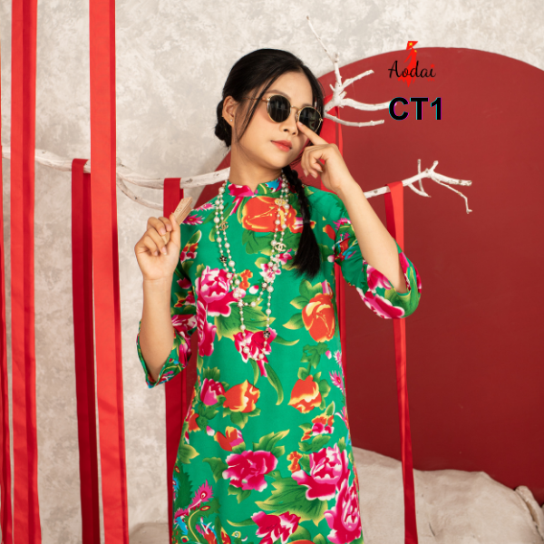 Bộ Cách Tân Chăn Công Xanh ( Áo Xanh+Q. Đỏ) Mặc Tết