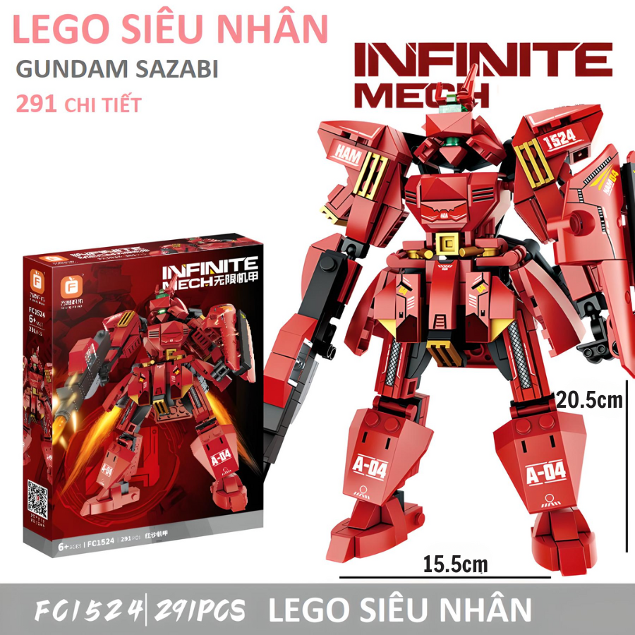 LEGO Mô hình lắp ghép 𝐒𝐢𝐞̂𝐮 𝐍𝐡𝐚̂𝐧 GUNDAM 300 chi tiết