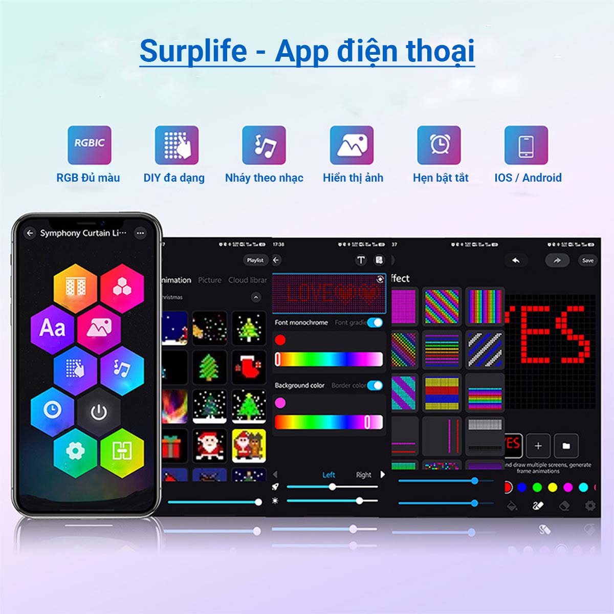 LED Rèm Trang Trí Đa Hiệu Ứng IP65 – Điều Khiển App & Remote | Thiết Bị Điện 3C_thumbnail_2
