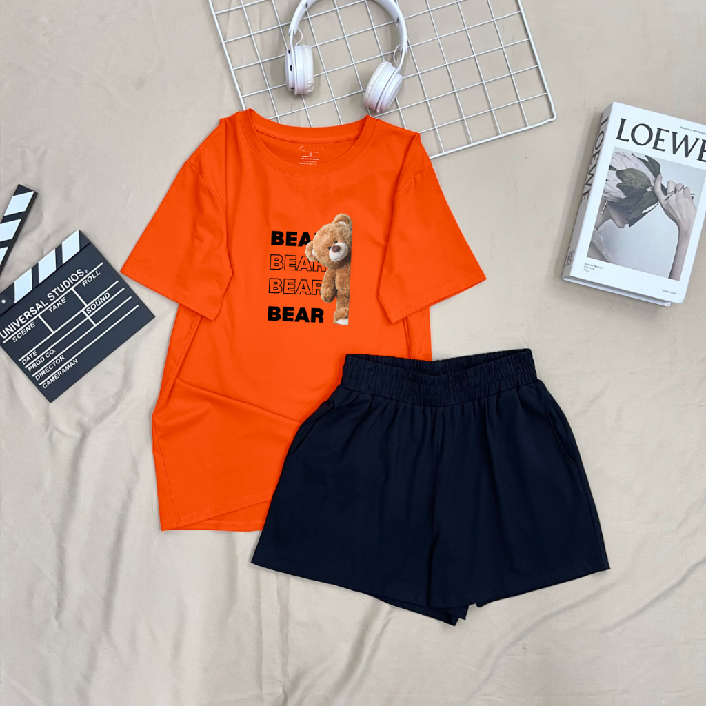 Set đồ nữ LOZA hình gấu Bear - Đồ bộ nữ mùa hè gồm áo thun dáng rộng + quần đùi cotton - BP17_thumbnail_9