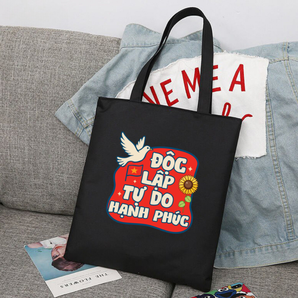 Túi Tote Tôi yêu Việt Nam  - Túi vải canvas có túi phụ và khoá kéo đựng vừa A4 và laptop (33x37cm) - TOTE21_thumbnail_8