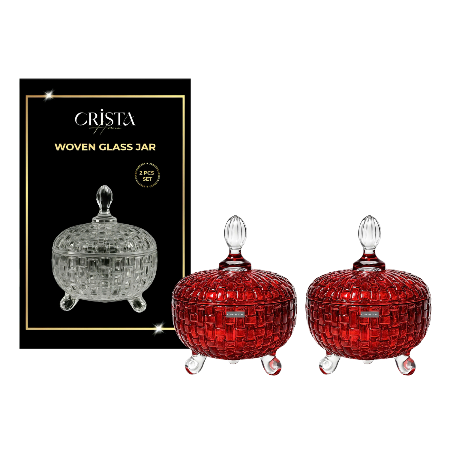 Bộ 2 hũ mứt 3 chân CRISTA HOME vân caro Size 18cm_thumbnail_9