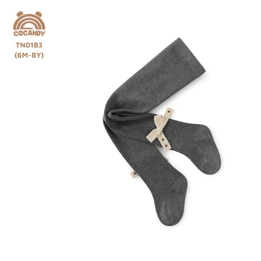 Quần tất nhập XÁM nơ TRẮNG chấm bi