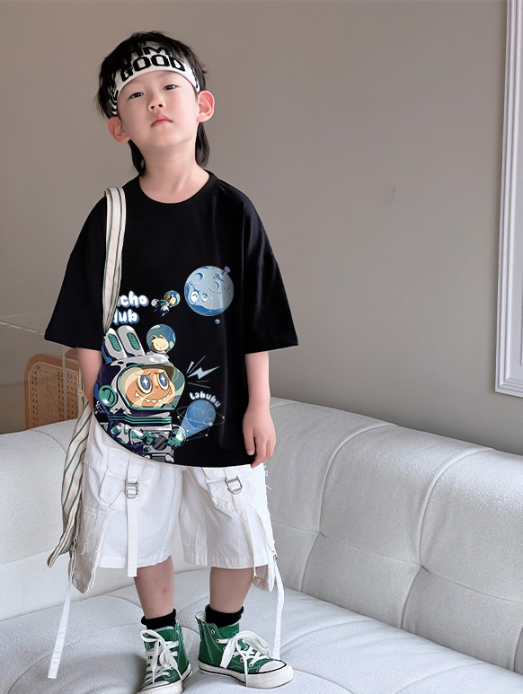 Áo thun bé trai labubu form rộng AED1497 Miucho Kid vải cotton thoáng mát cổ tròn in artwork_thumbnail_2