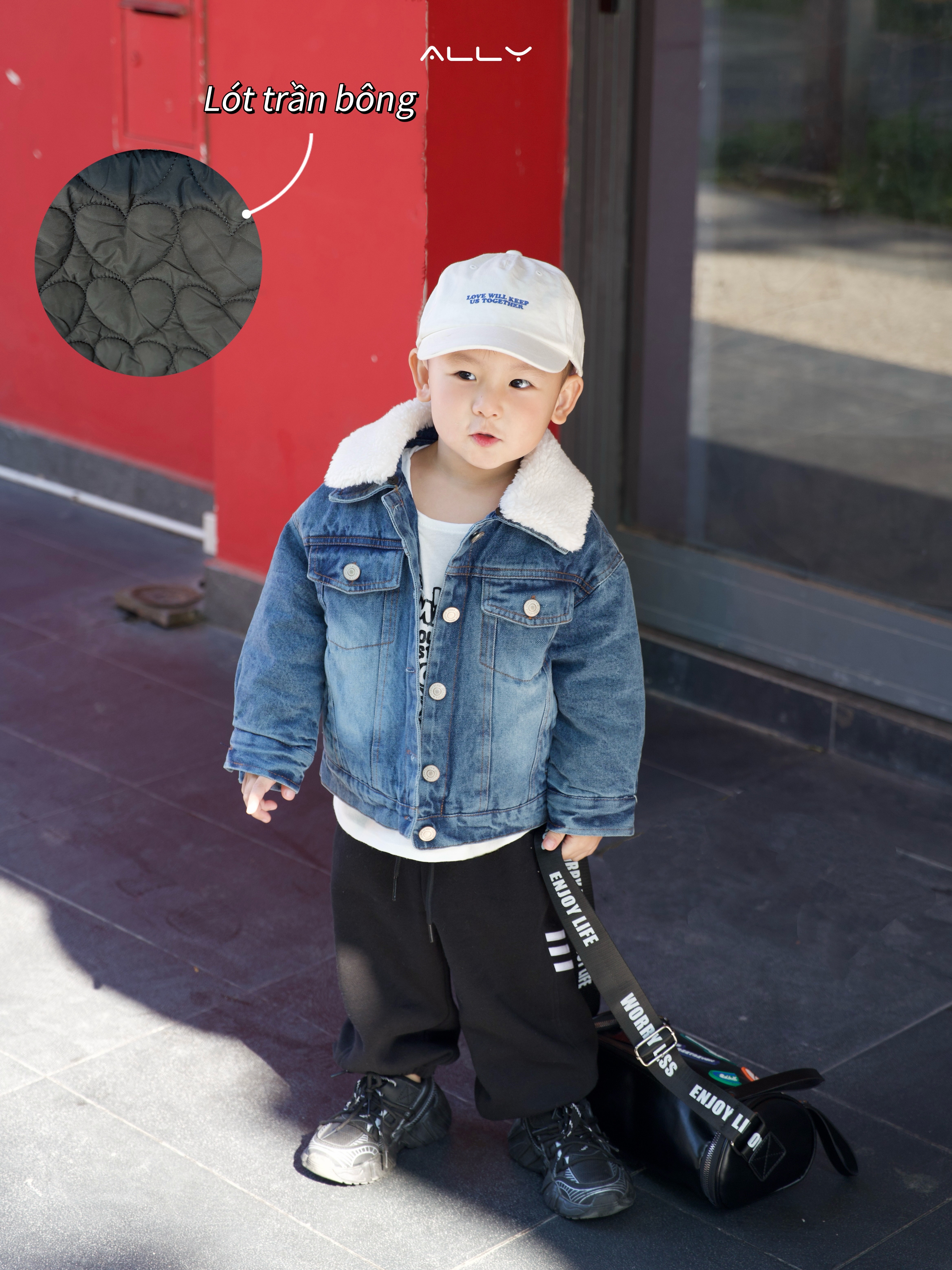 Áo khoác jean bé trai lót bông – Cổ lông tháo rời, ấm áp & thời trang S17_thumbnail_8