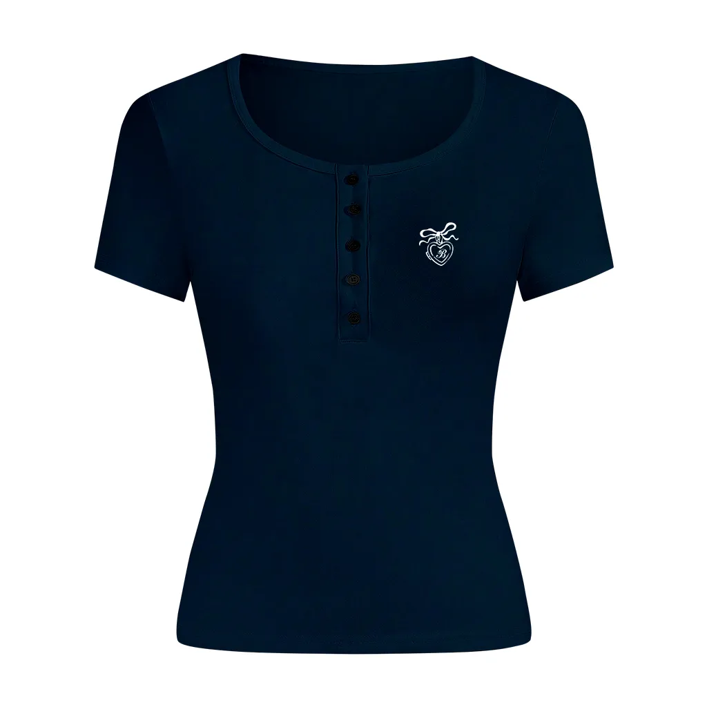 Áo thun ôm body Miucho vải visco thoáng mát tay ngắn cổ nút siêu hack dáng in artwork 2715_thumbnail_9