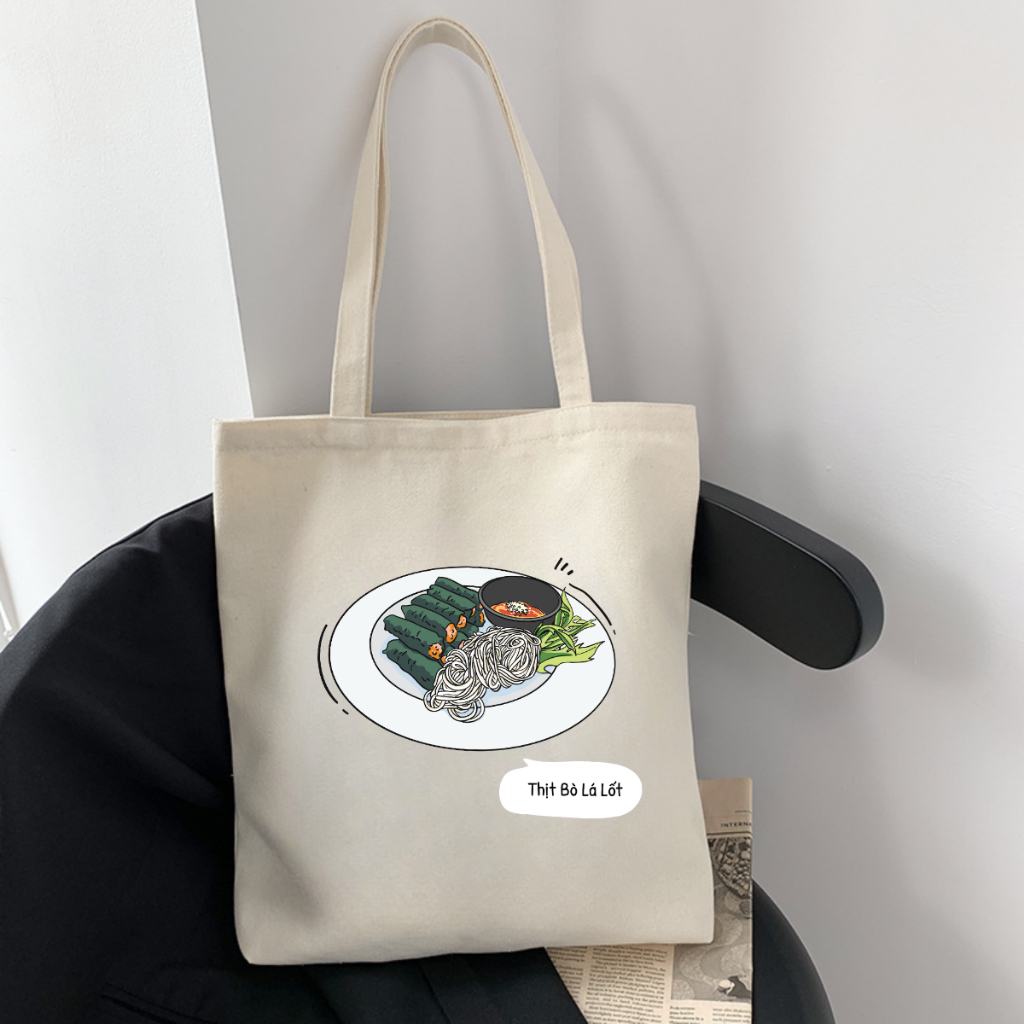 Túi Tote BST Ẩm thực đường phố Việt Nam - Túi vải canvas có túi phụ và khoá kéo đựng vừa A4 (33x37cm) - TOTE22_thumbnail_9
