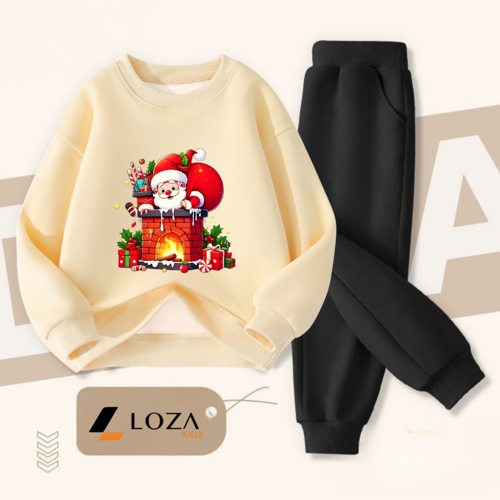 Set bộ nỉ bé gái, bé trai in hình Ông già Noel - Loza Kids BI490_thumbnail_2