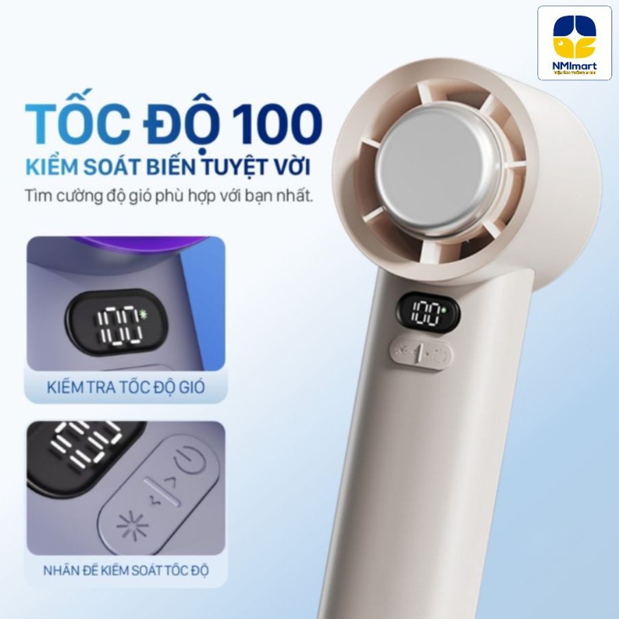 Quạt Cầm Tay Mini NMIMART 100 Mức Gió, Sạc Nhanh, Làm Mát Nhanh Dùng Lên Đến 10 Giờ_thumbnail_10