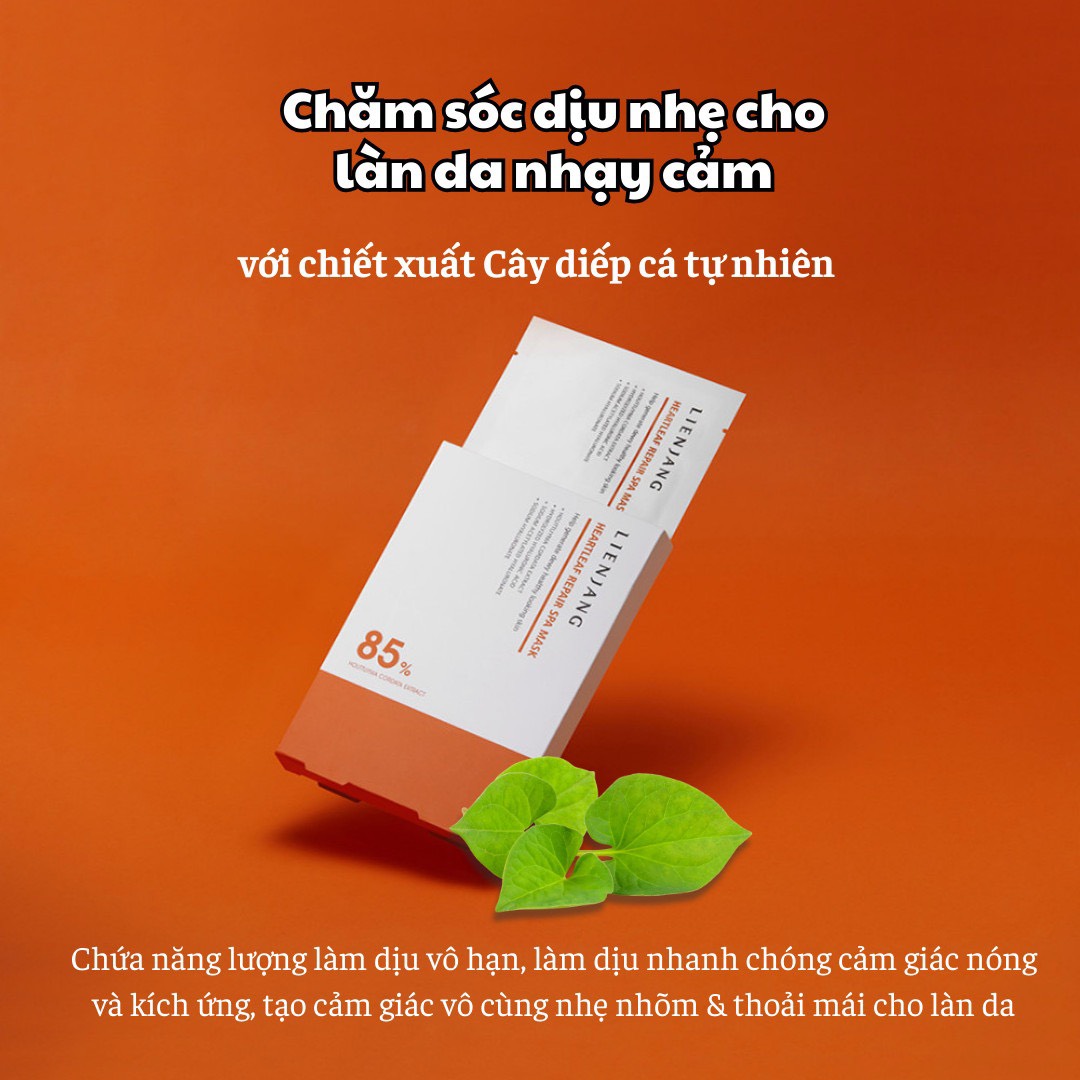 LIENJANG HEARTLEAF REPAIR SPA MASK - Mặt Nạ Làm Dịu Phục Hồi Da - 85% Rau Diếp Cá - Hộp 5 Miếng - [LJ009]_thumbnail_1