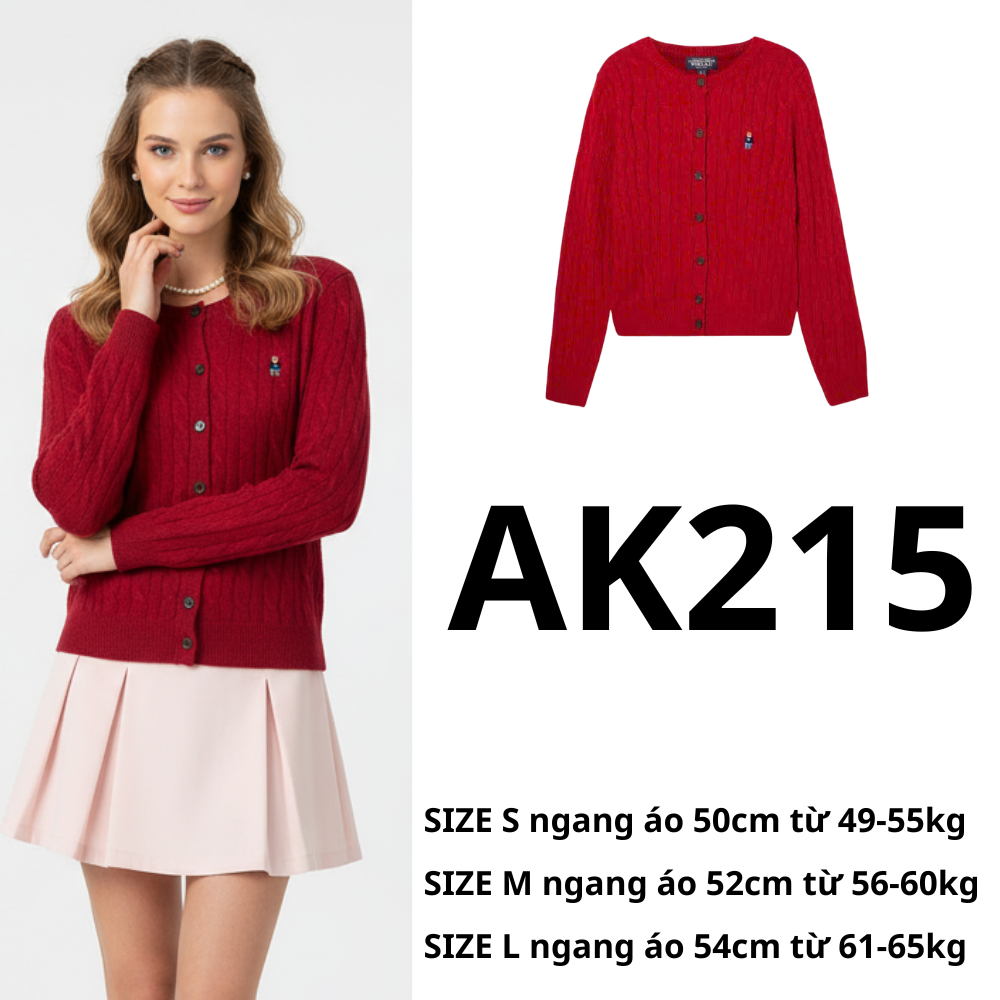 AK215 - Áo khoác len đỏ