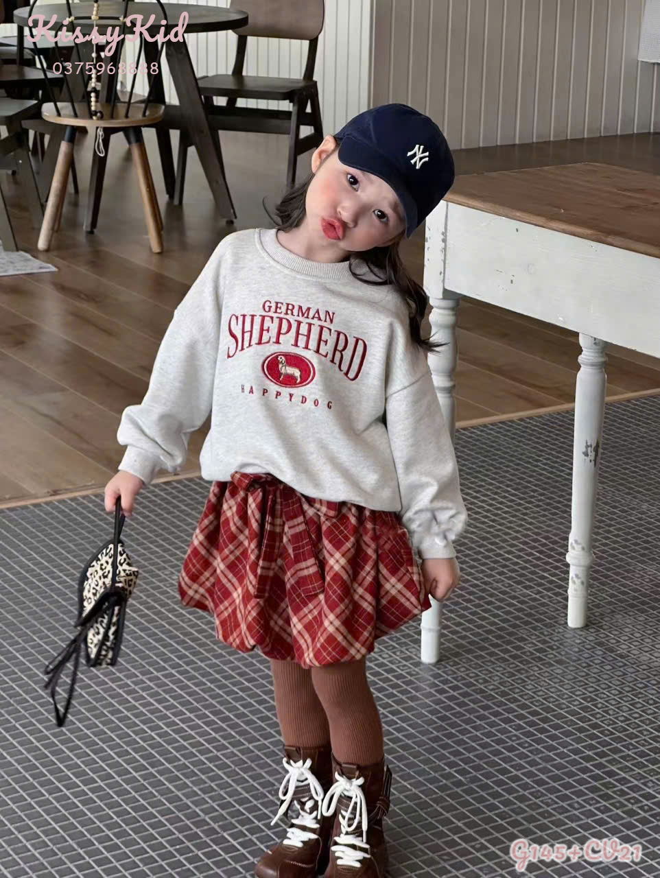 (G145) Áo nỉ xám thêu chữ đỏ Bobo Bubble_thumbnail_0