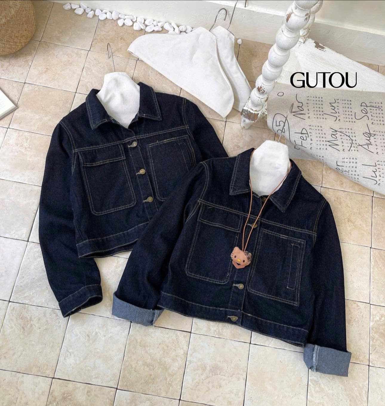 [ GUTOU ] Áo Khoác Jean Denim Túi Hộp_thumbnail_4