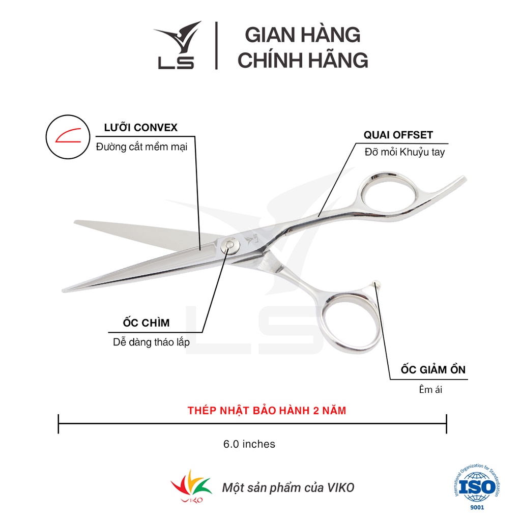 Kéo cắt tóc Viko LS CB13/6.0 bảo hành 2 năm_thumbnail_9