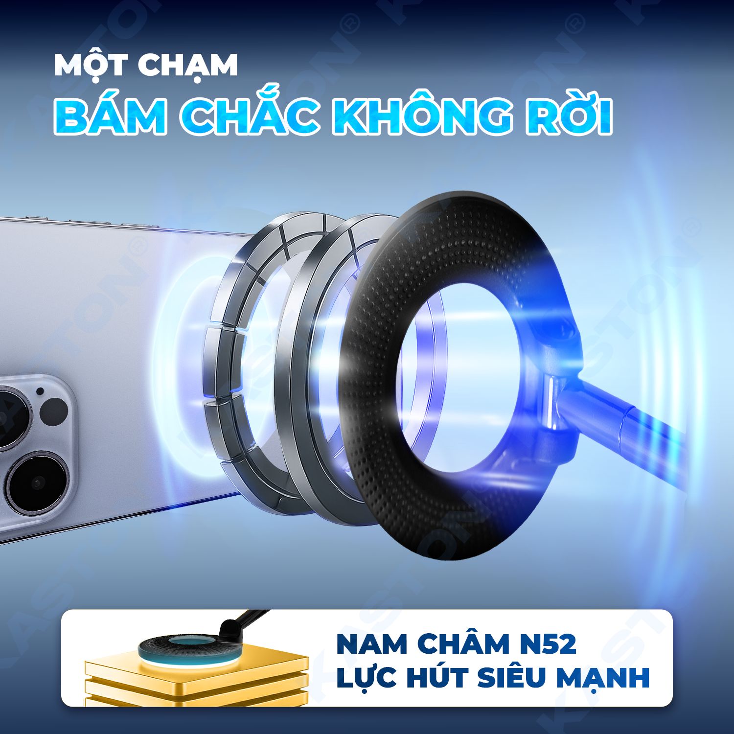 [New] Giá đỡ điện thoại ô tô Kaston - K009 - Keo nano siêu bám - Từ tính hít chân không, xoay 360° gấp gọn đa năng_thumbnail_5