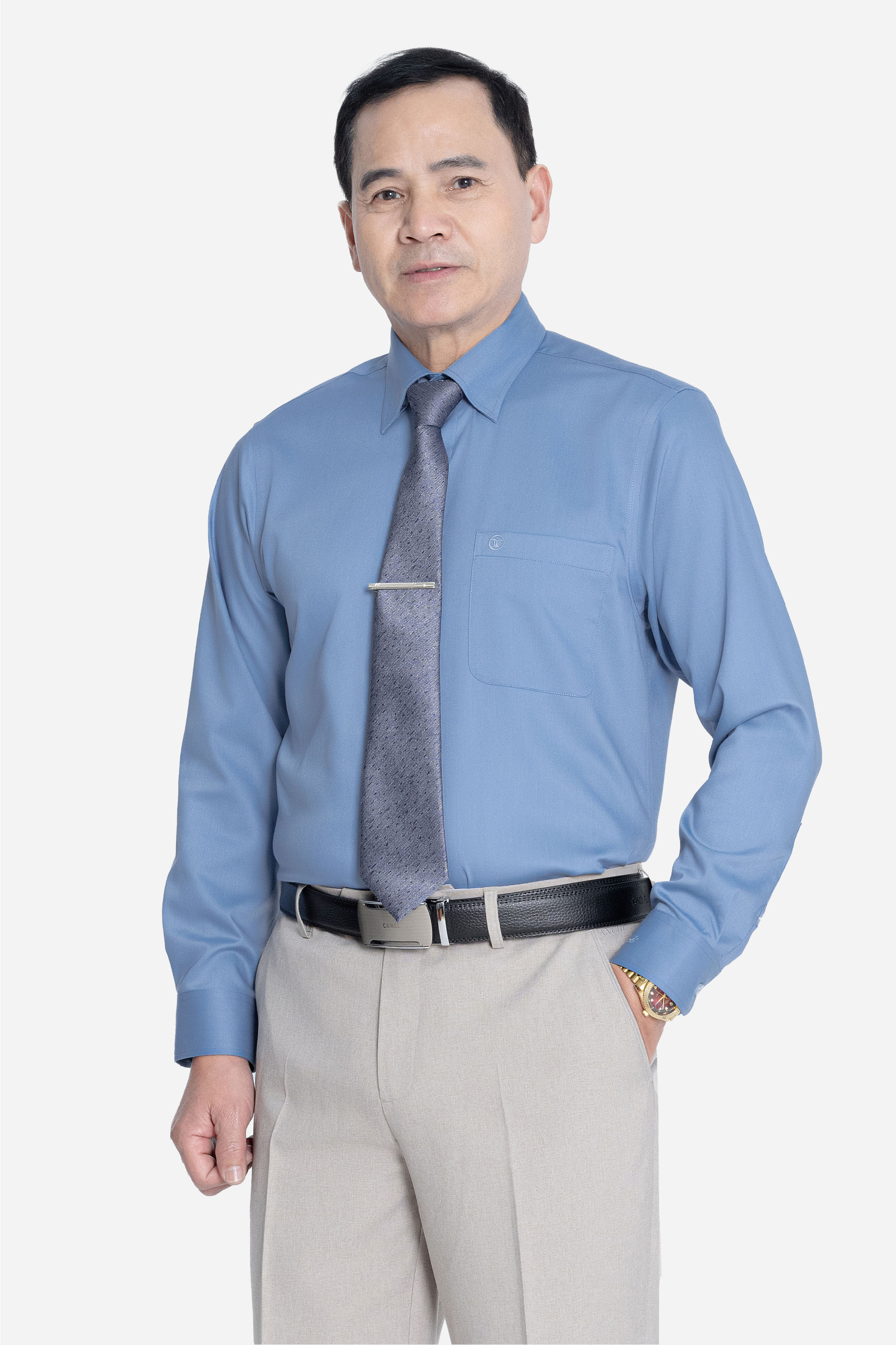 Sơ Mi Trơn Dài Tay Nam Trung Niên ANCHI Chất Liệu Sợi Sồi Cao Cấp Màu Cổ Vịt_thumbnail_8