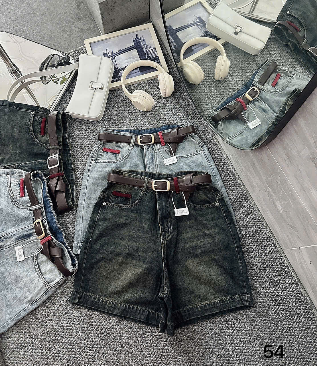 Quần short jean lửng phối đai màu kiểu bigsize QSJ54 dành cho nàng béo mập từ 55-90kg_thumbnail_6