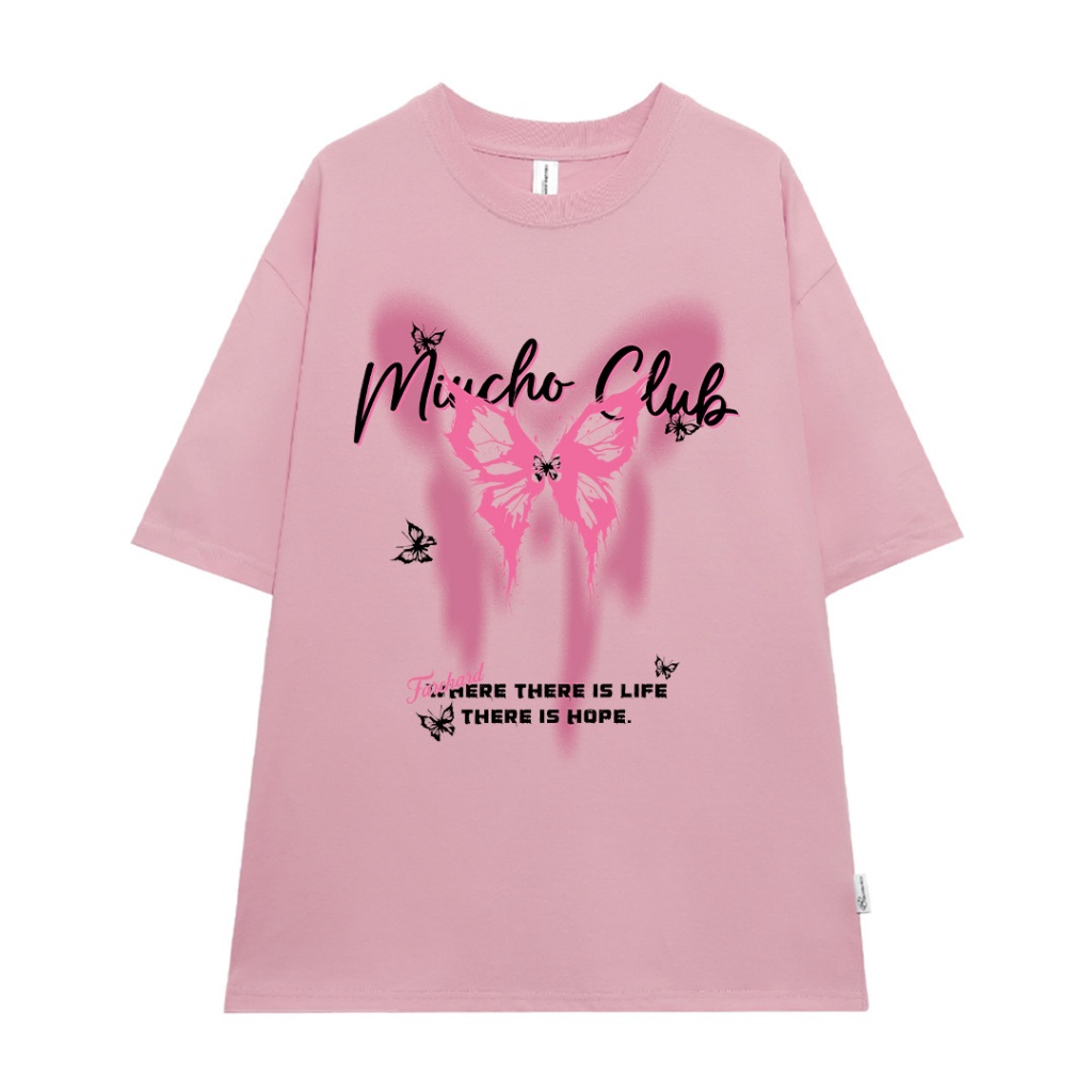 Áo thun unisex form rộng tay lỡ màu xinh ATD806 Miucho vải cotton cổ tròn in mix