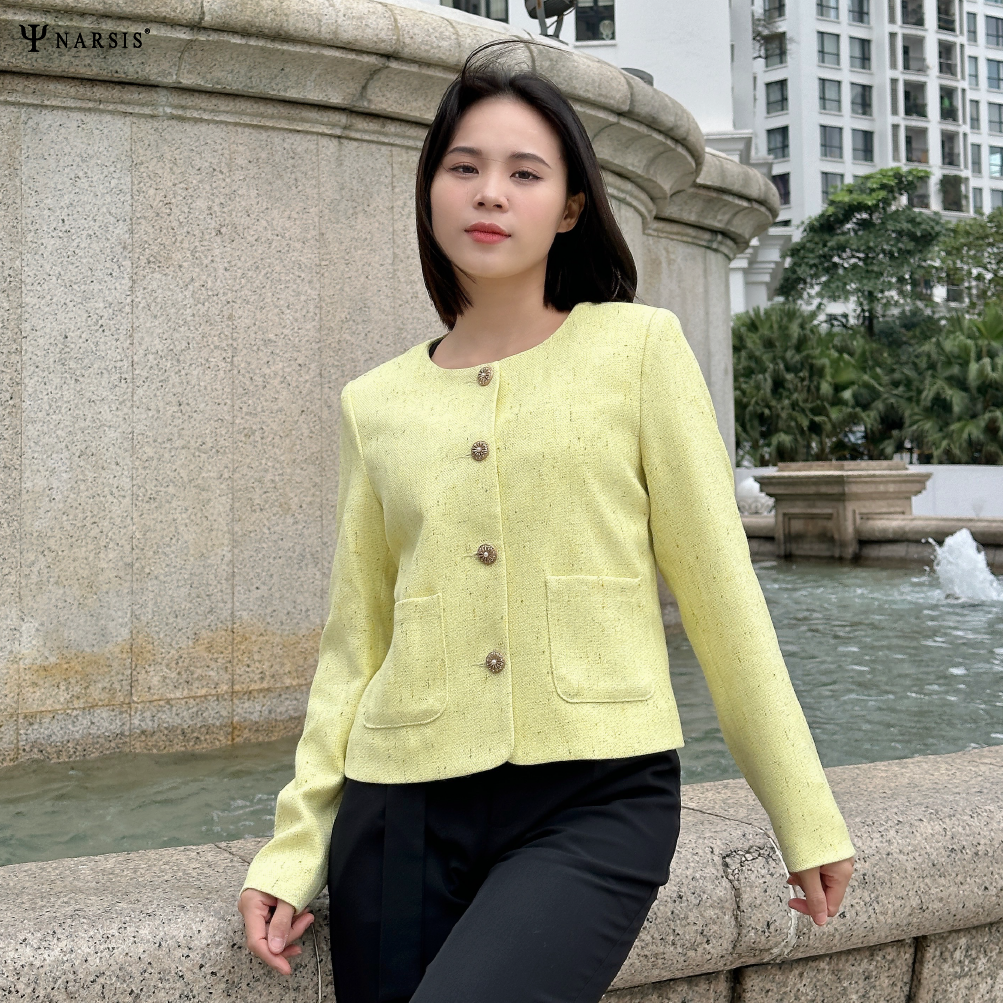 Áo Khoác Dạ Nữ 2 Lớp Narsis Dày Dặn Có Đệm Vai, Thiết Kế Tiểu Thư Thanh Lịch, Nhã Nhặn_thumbnail_2