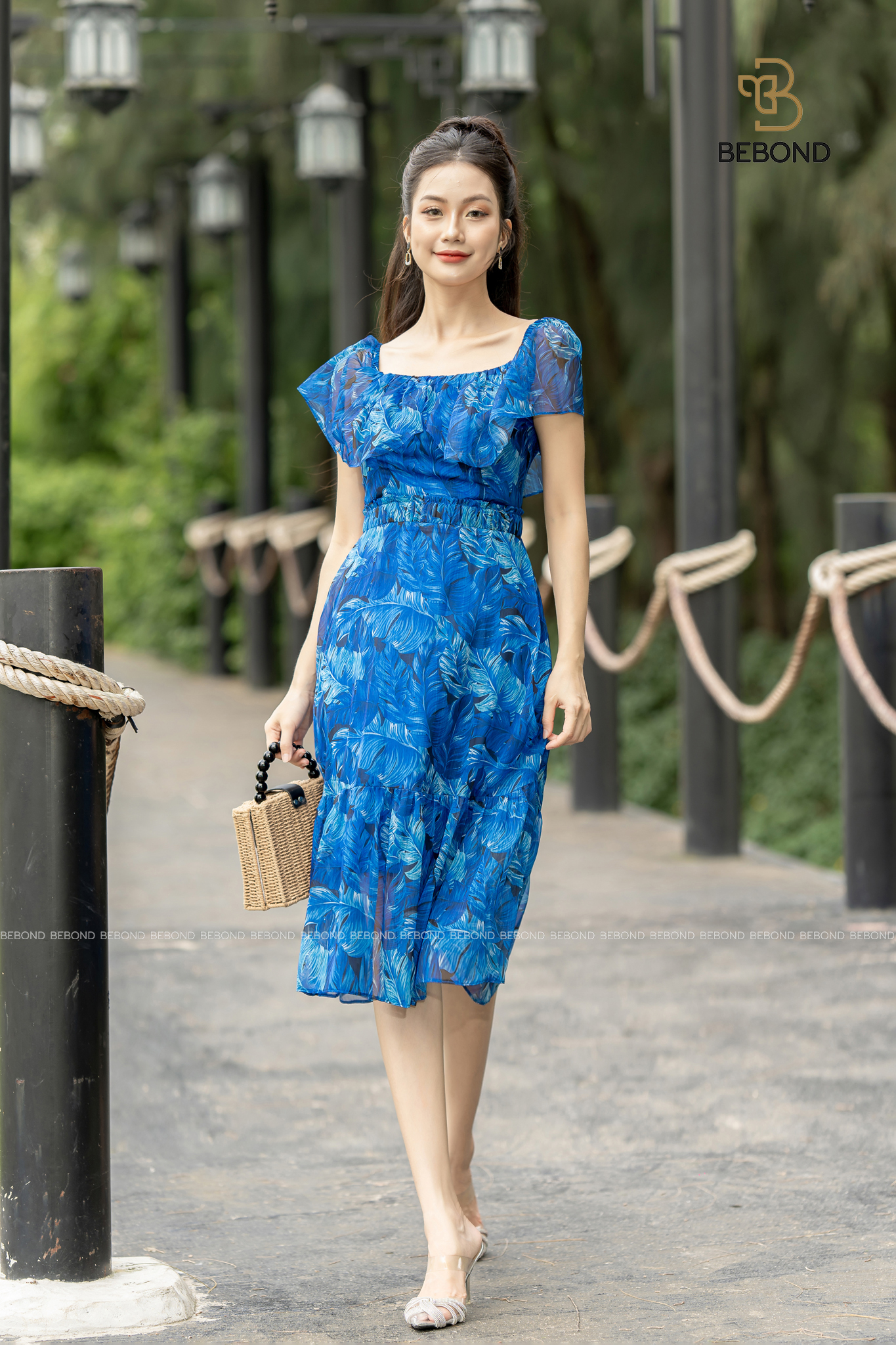 ĐẦM TRỄ VAI TƠ ÓNG XANH ĐẠI DƯƠNG- MERINE DRESS_thumbnail_4