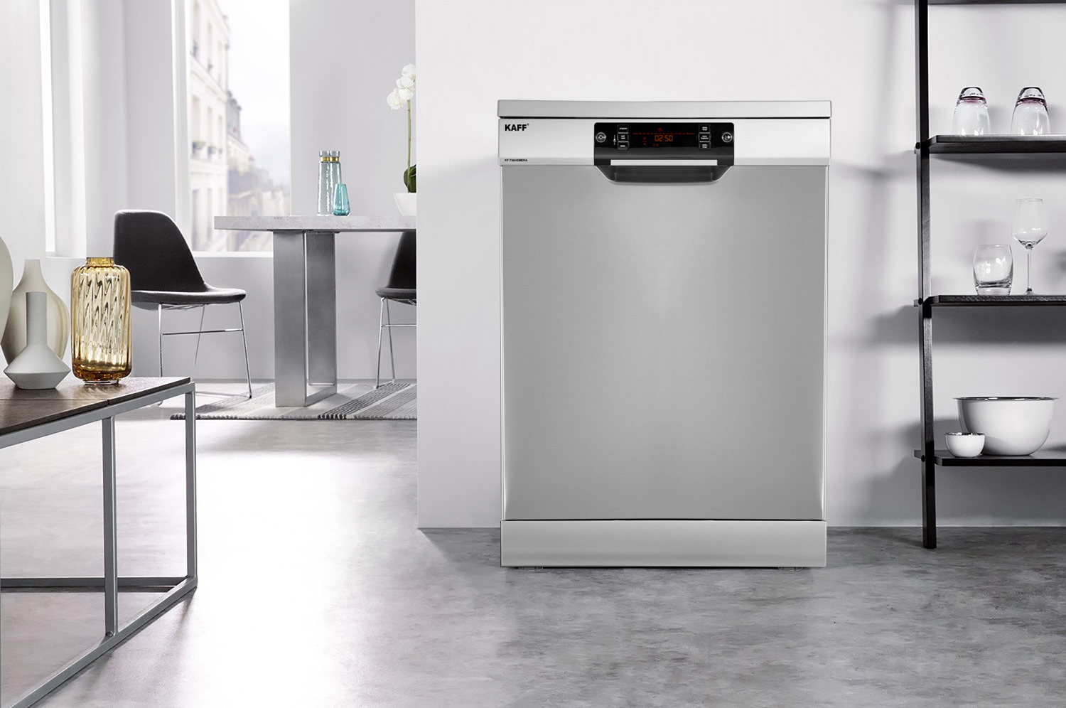 Máy rửa bát 15 bộ Kaff KF-T35HEMERA có thiết kế hình chữ nhật dọc