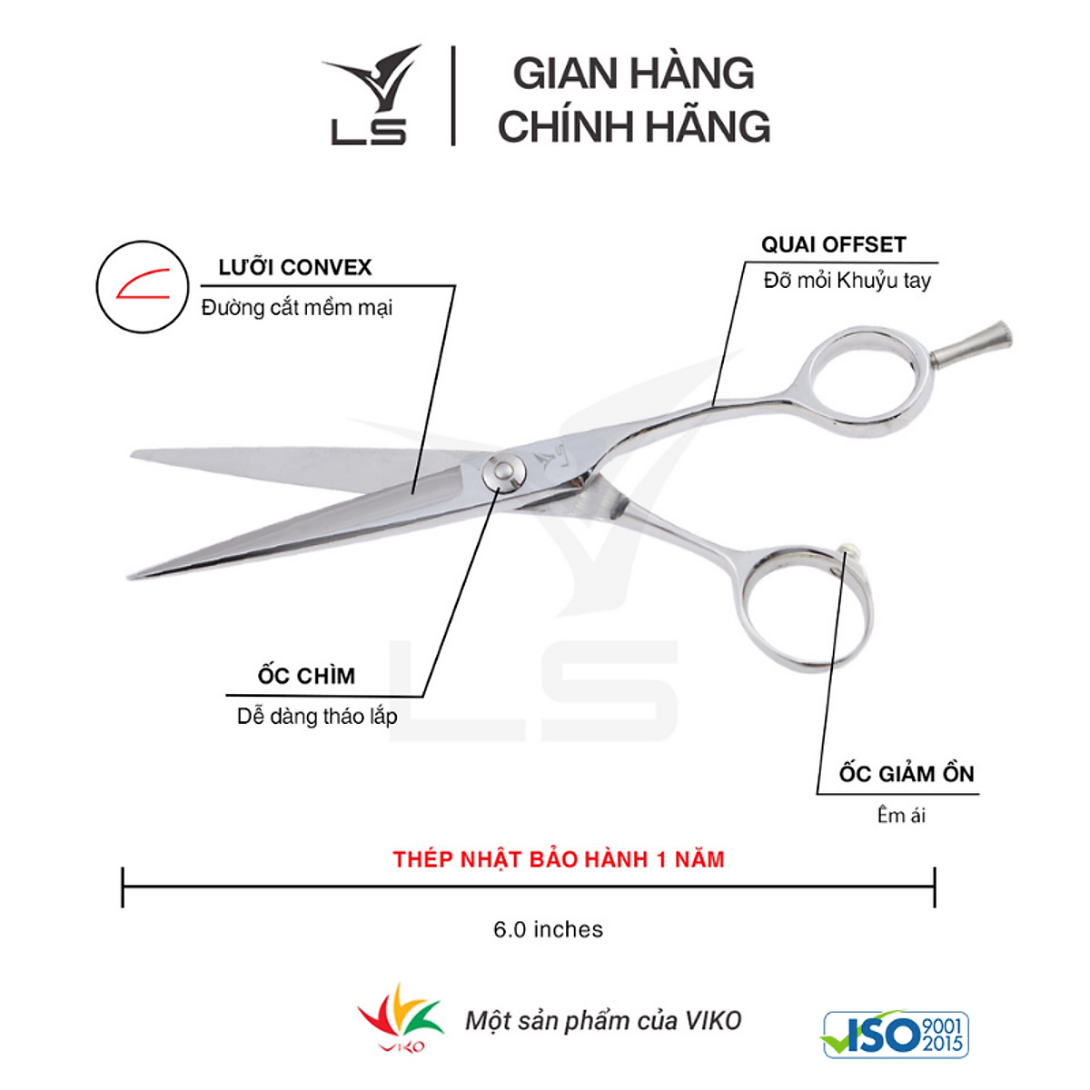 Kéo cắt tóc Viko LS JP601 - bảo hành 1 năm_thumbnail_4