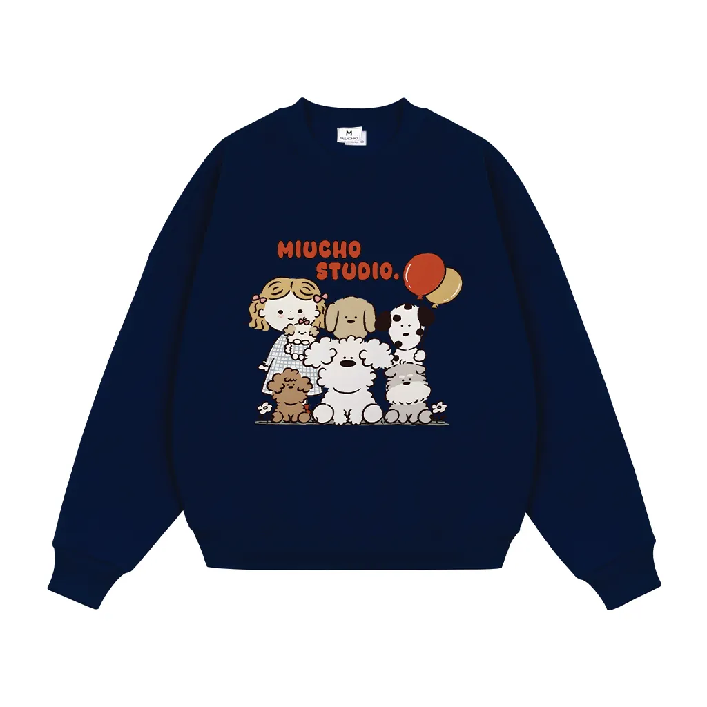 Áo Sweater form boxy Miucho nỉ 2 da thoáng mát tay dài cổ tròn dễ phối cún yêu in mix 2796_thumbnail_11