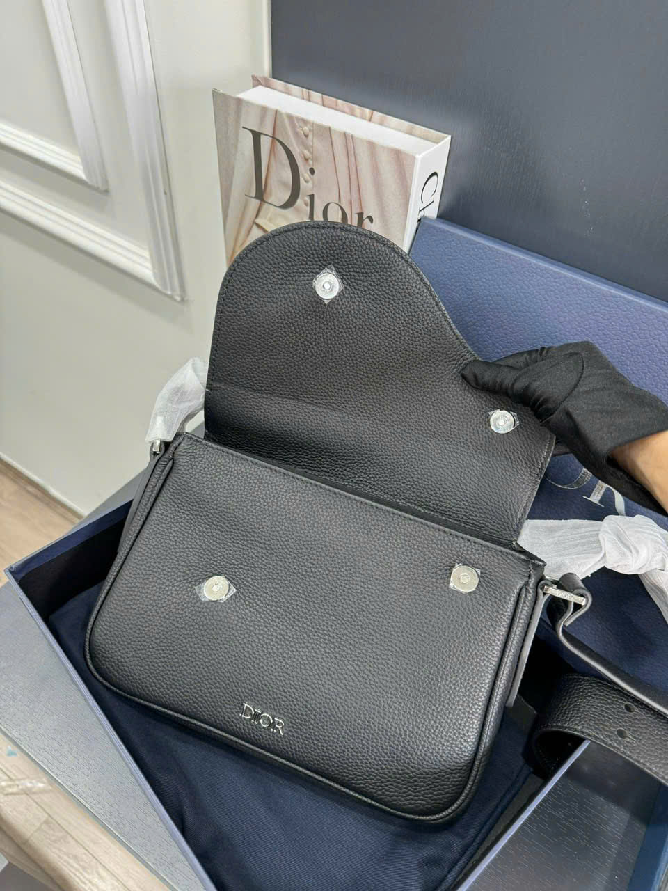 Túi đeo chéo nam Dior Saddle Oblique da bò màu đen_thumbnail_4