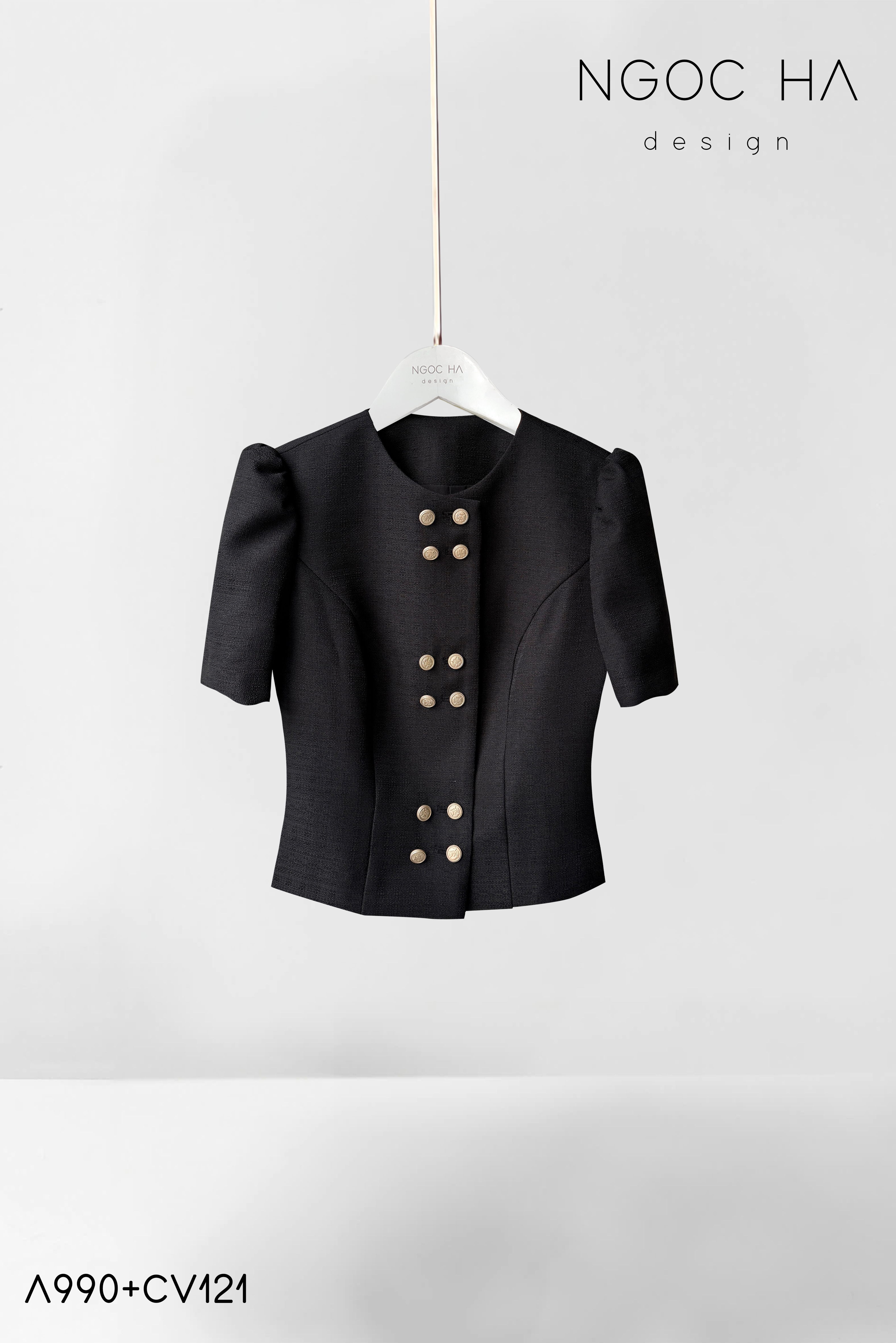 Bella Set_ Áo Vest Dáng Lửng Cúc Đồng, Chân Váy Họa Tiết Bướm A990+CV121_thumbnail_2