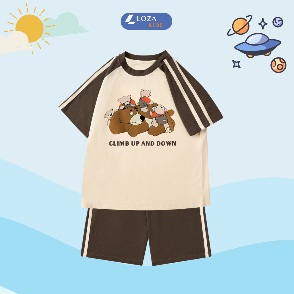 Đồ bộ cho bé màu be phối nâu nhiều hình - Loza Kids BF001_thumbnail_2