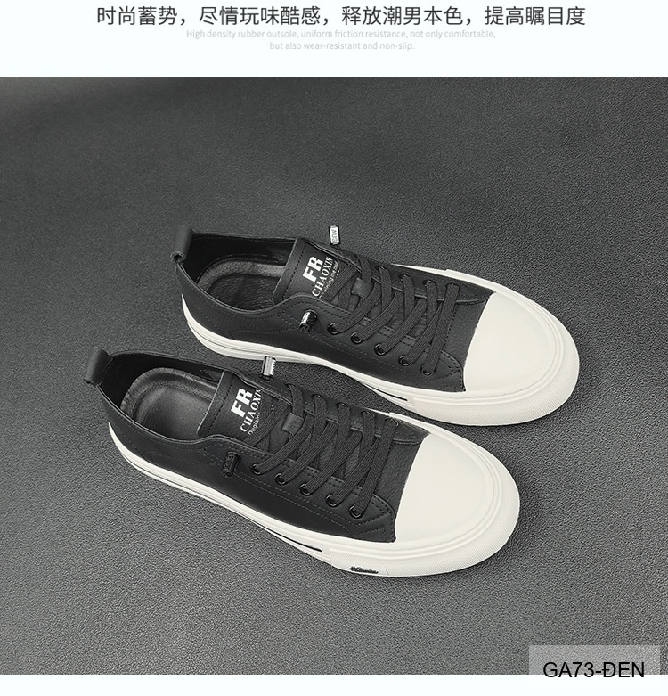 GA73 - Giày Sneaker Nam Da Bò Phong Cách Hàn, Đế Cao Su Thoáng Khí, Màu Trắng Đen_thumbnail_21