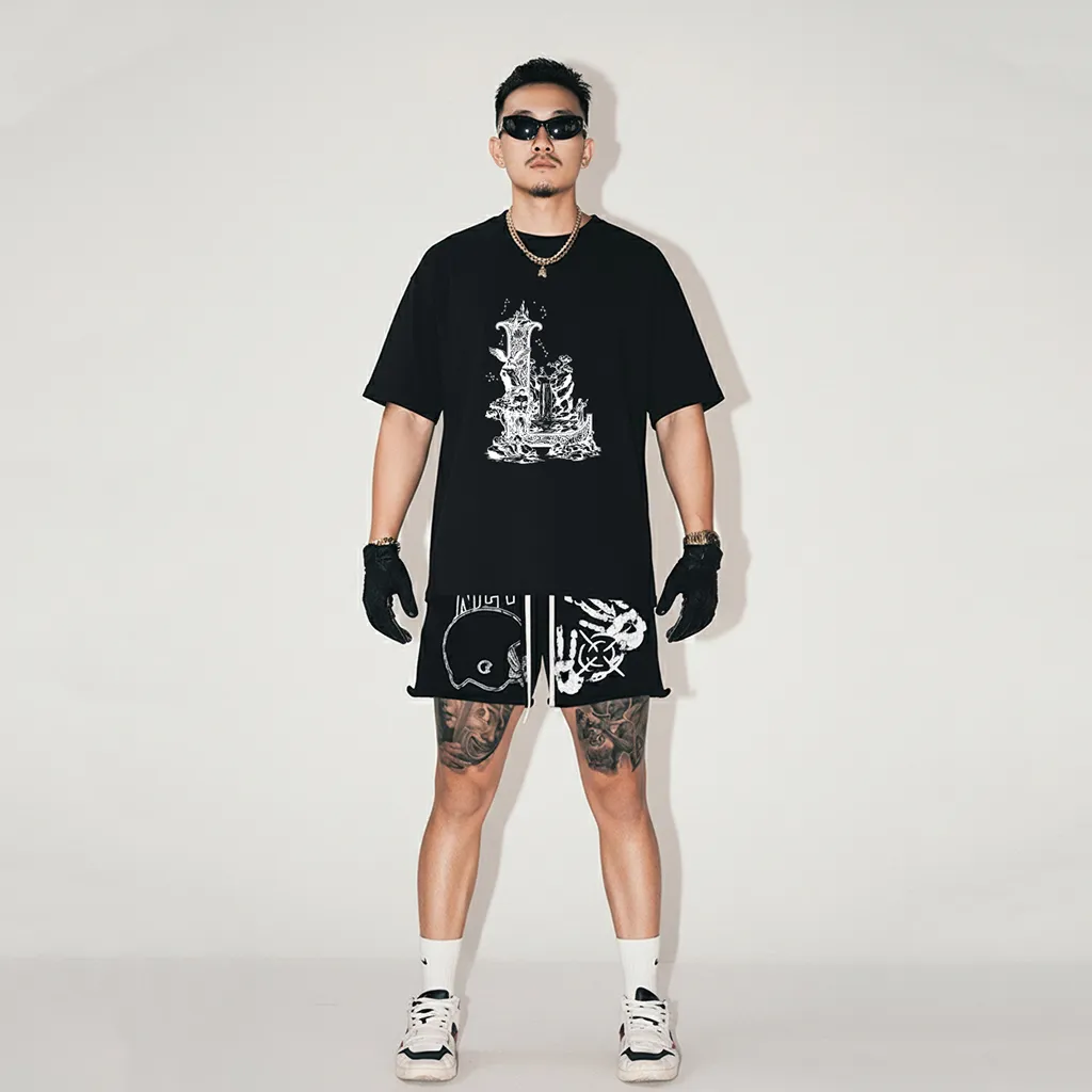 Áo thun nam form rộng Miucho Iconic vải cotton thoáng mát co giãn 2 chiều in chữ cái L 2757_thumbnail_7