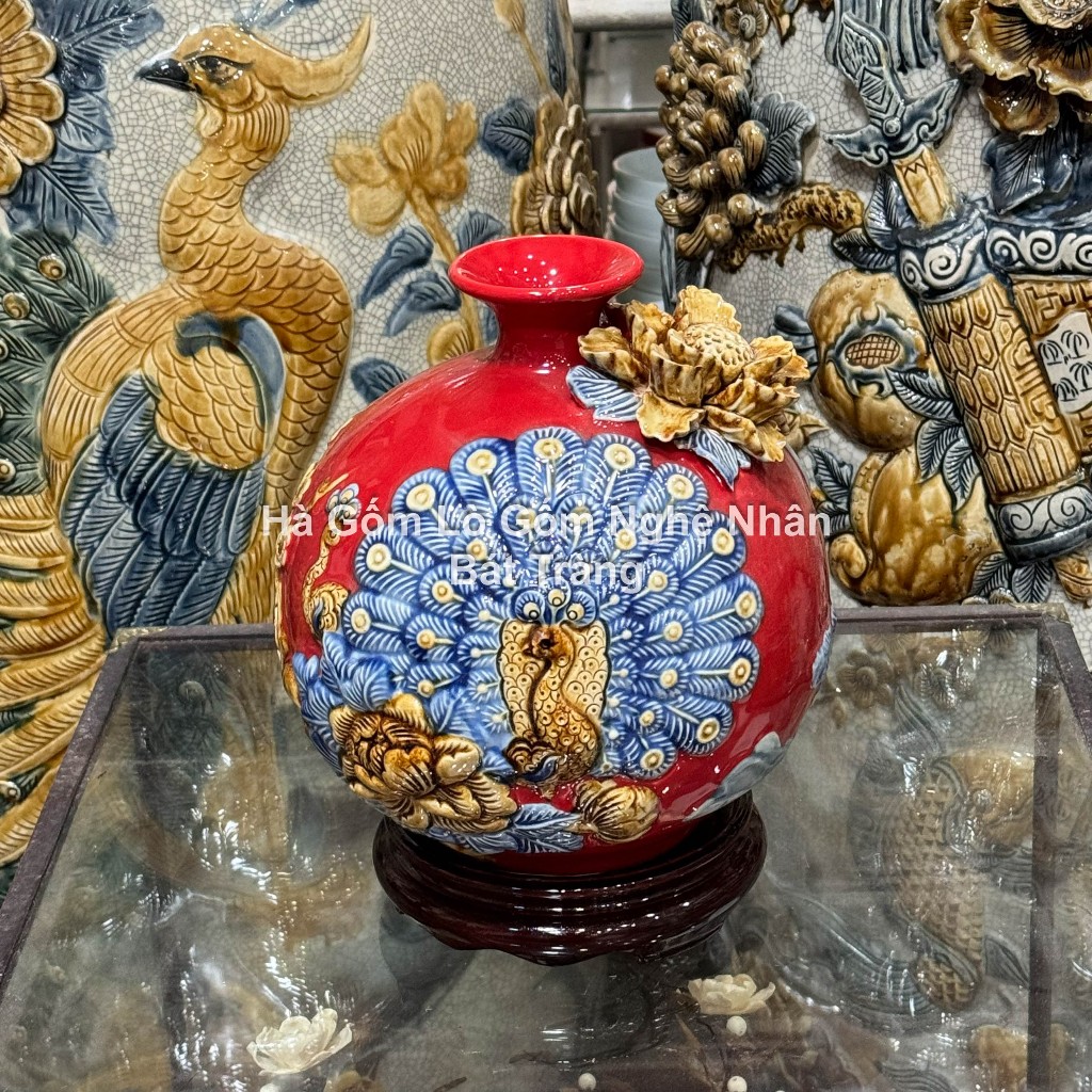 Bình Tài Lộc - Lọ Hoa Hút Lộc Gốm Bát Tràng Bền Đẹp Cao Cấp TẶNG ĐẾ GỖ Họa tiết Thuận Buồm Xuôi Gió_thumbnail_13