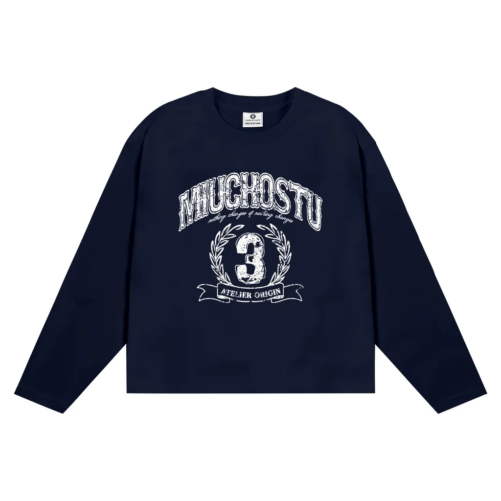 Áo thun boxy tay dài MIUCHOSTU 2635 vải cotton thoáng mát co giãn chuẩn form in mix