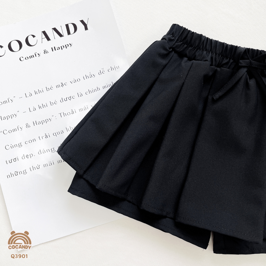 Quần váy ĐEN xếp ly bản to phối nơ_thumbnail_3
