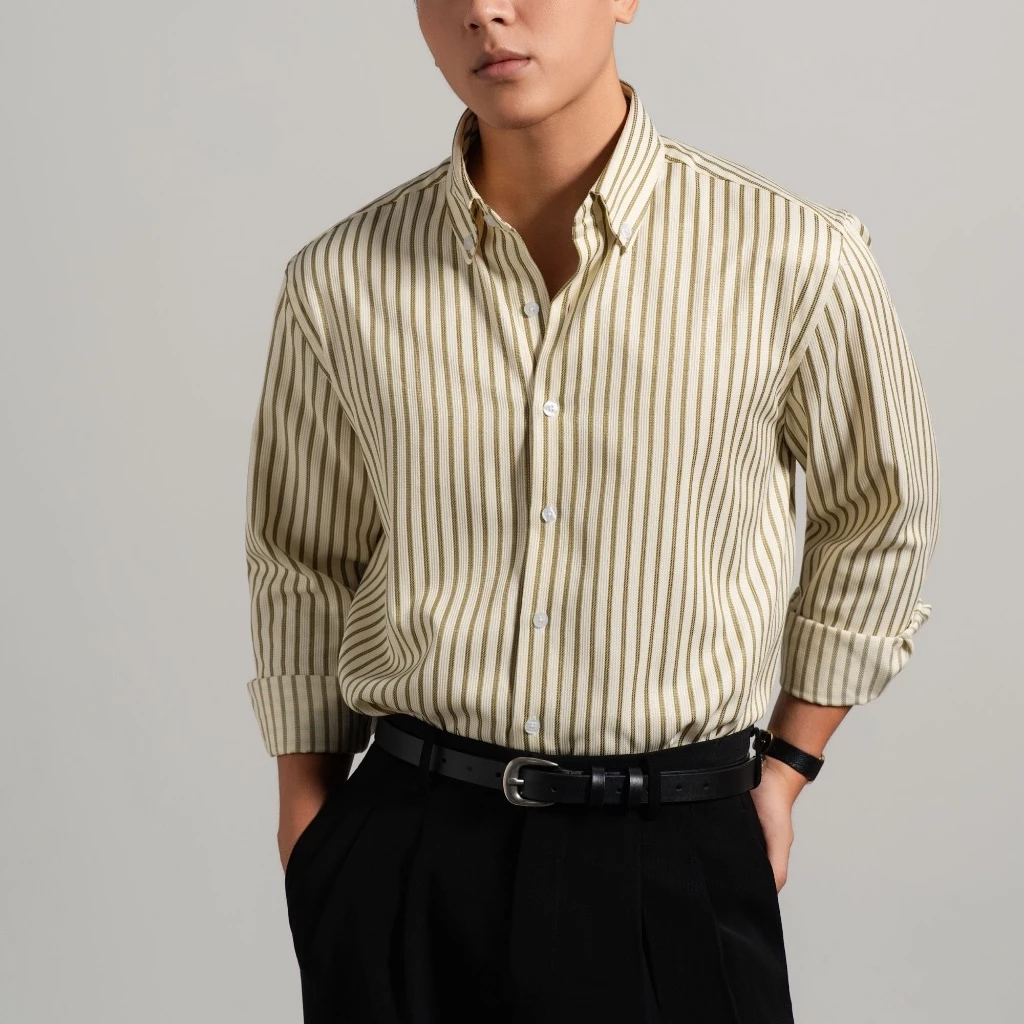 Áo Sơ Mi Dài Tay Henry Striped Vải Kate Form Relaxed_thumbnail_2