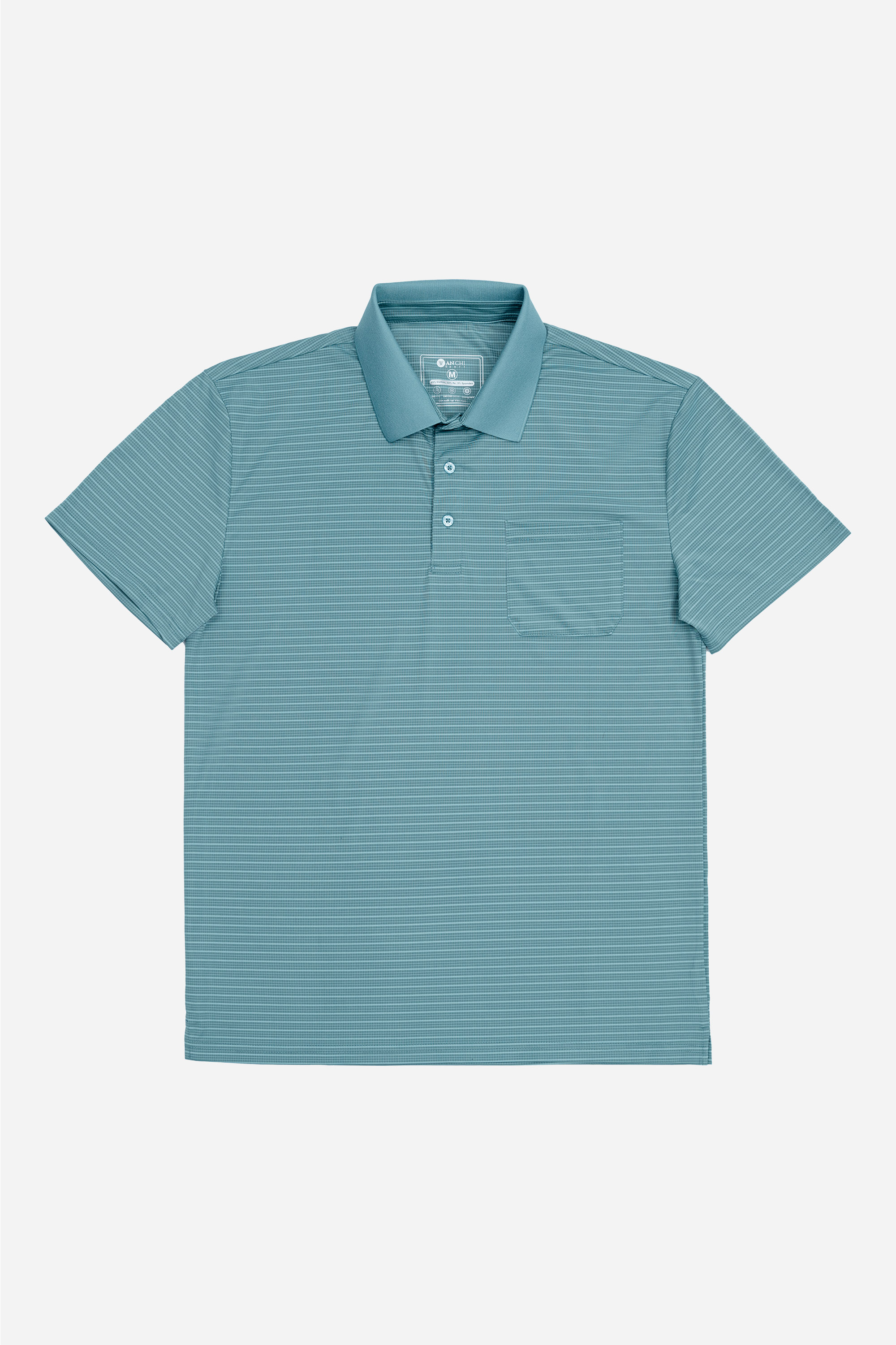 Áo Polo Túi Ngực Nam Trung Niên ANCHI Chất Liệu Cotton Cao Cấp Có Xẻ Tà Màu Xanh Ngọc