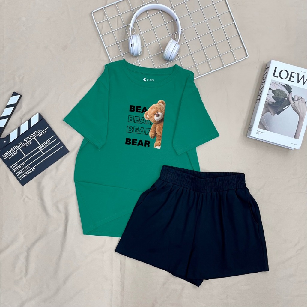 Set đồ nữ LOZA hình gấu Bear - Đồ bộ nữ mùa hè gồm áo thun dáng rộng + quần đùi cotton - BP17_thumbnail_14