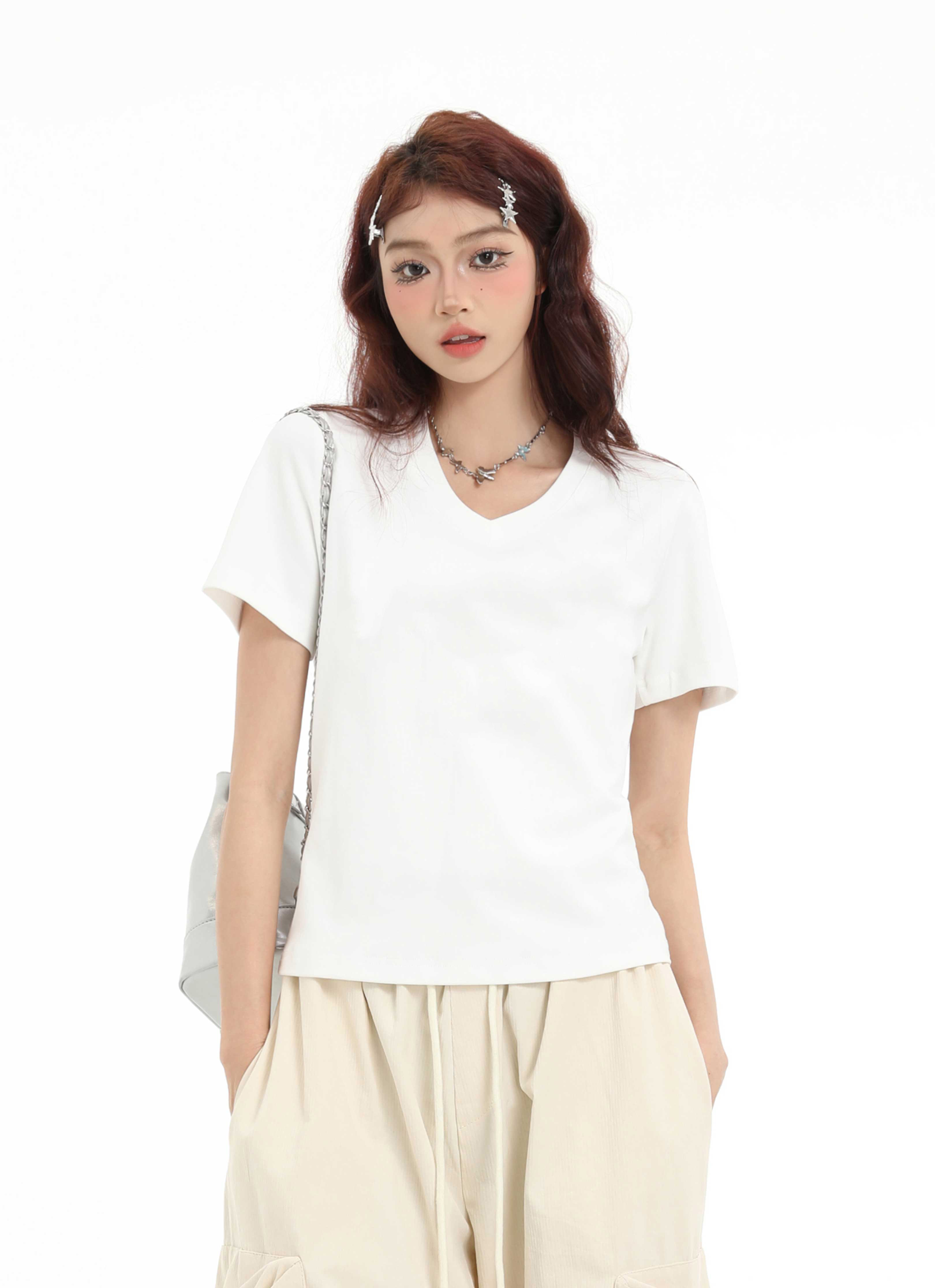 Áo thun baby tee cổ tim form ôm ABCTT01 Miucho vải cotton co giản thoáng mát in basic_thumbnail_4