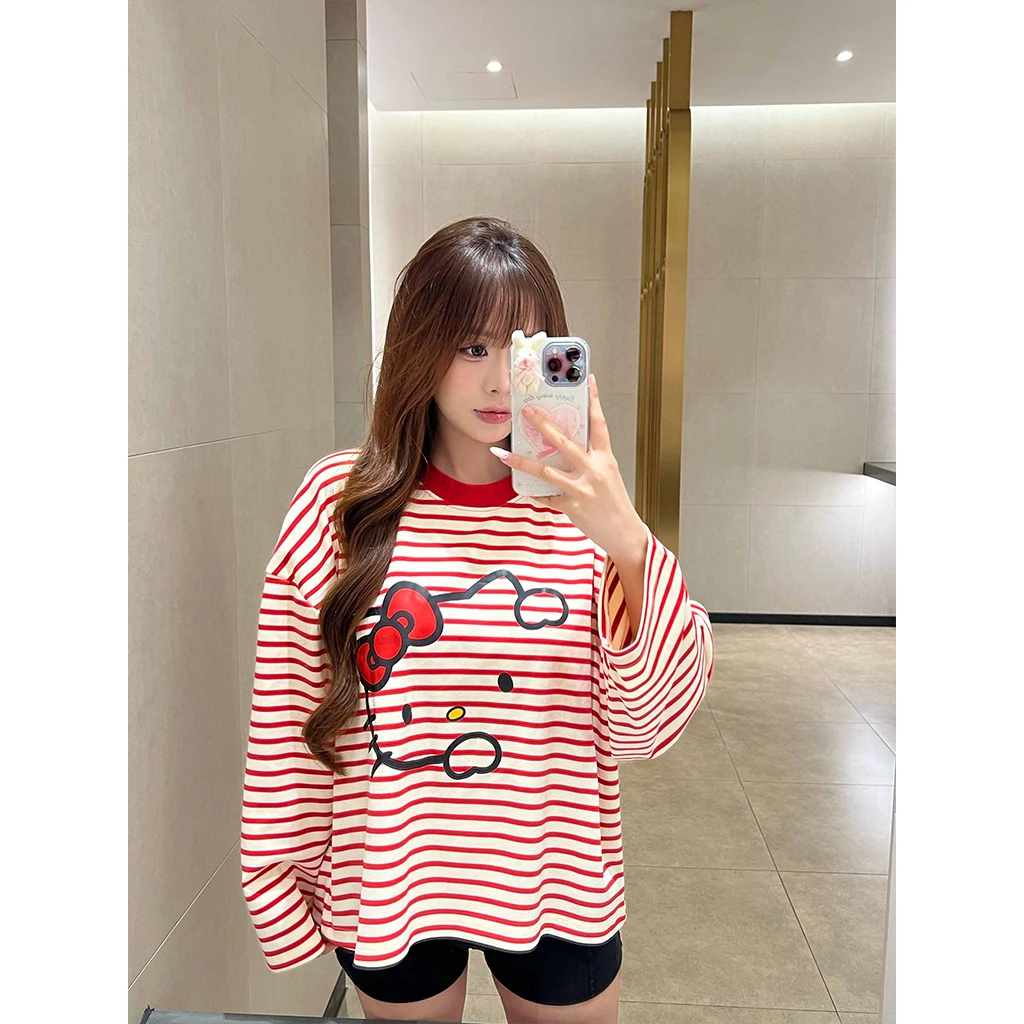 Áo thun nữ form boxy tay dài Miucho vải borip thoáng mát dày dặn hello kitty in mix 2692_thumbnail_3