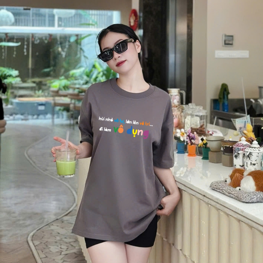 Áo thun nữ form oversize rộng local brand We Tee in chữ vô tri, Làm vì đam mê - T031_thumbnail_1